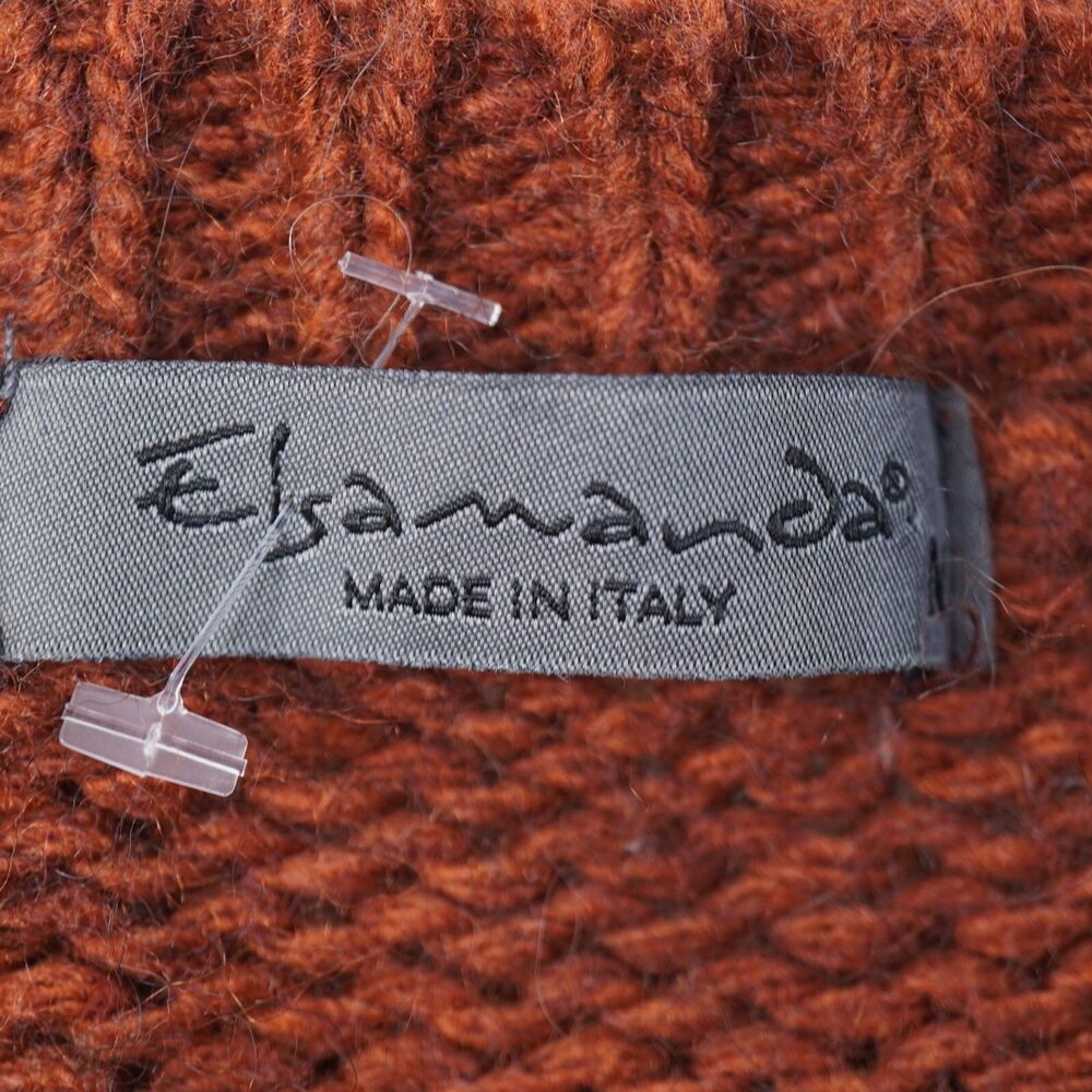 Anthropologie Elsamanda Alpaca Wool Sweater M Brown Ivory Stripe Chunky Cropped - Picture 2 of 8